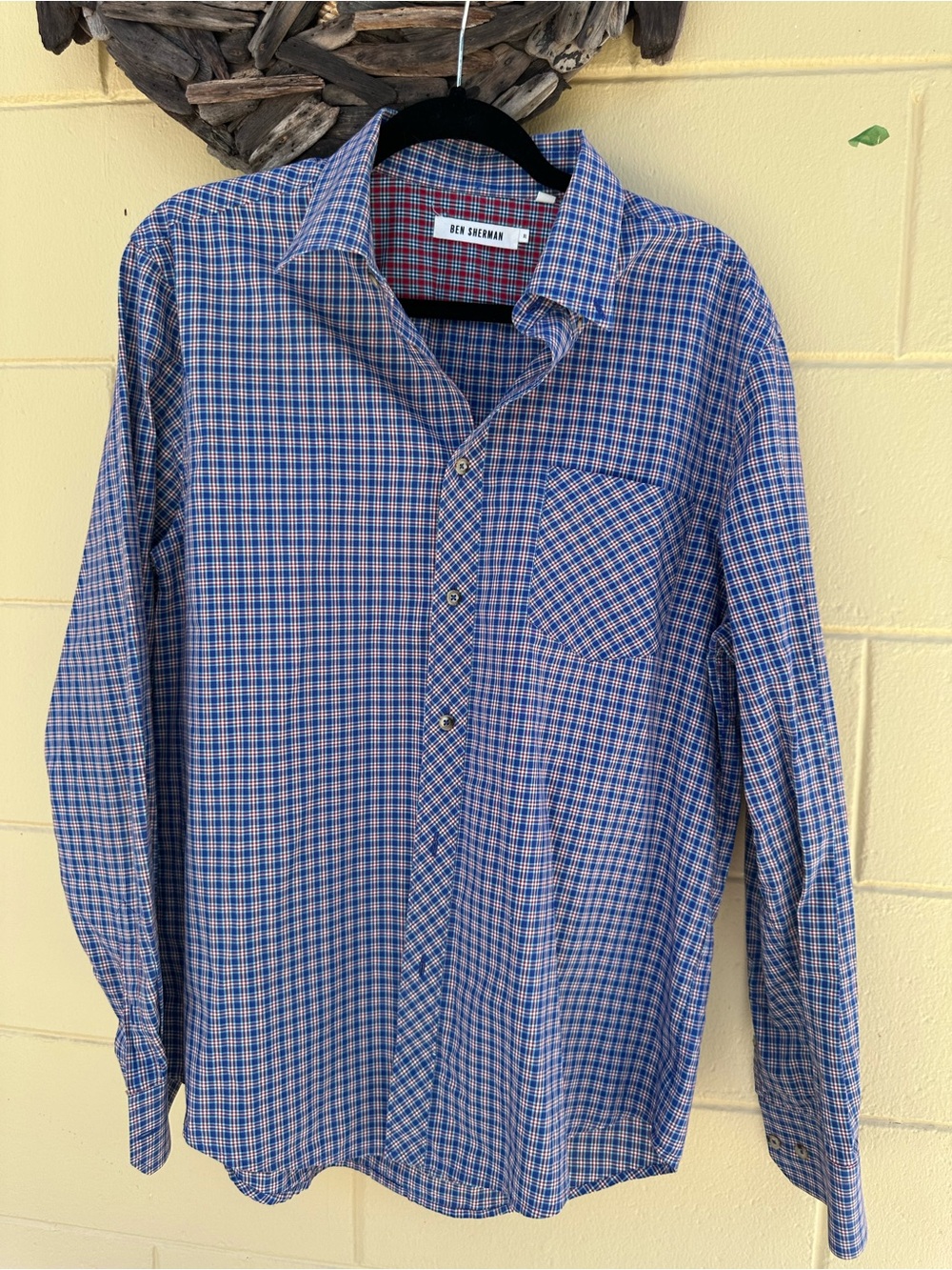 Ben Sherman Blue and Pink Checked Button-Down Shirt